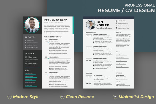I will design professional cv resume cover letter templates