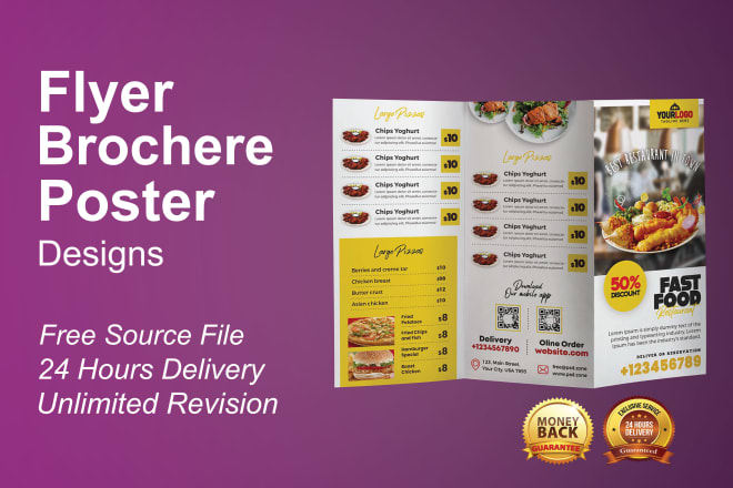 I will design professional flyer, trifold,bifold,brochure design and catalog design