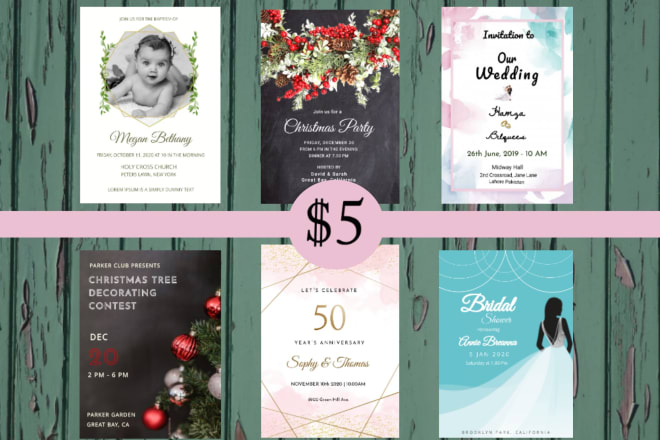 I will design stunning invitation card design and party supplies