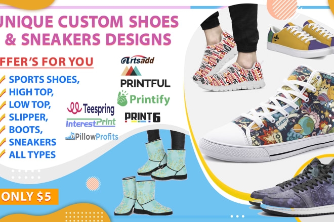 I will design unique custom shoes, sneakers, and all accessories