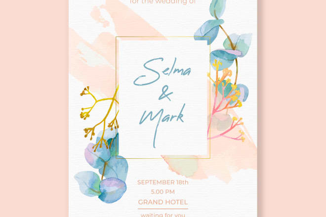I will design watercolor wedding invitations for your wedding