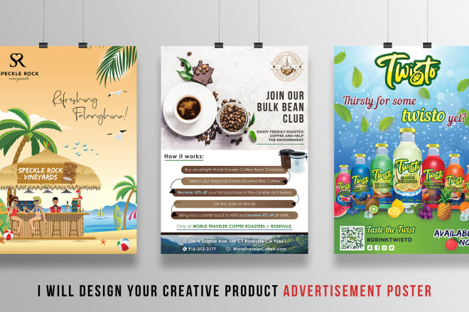 I will design your creative product advertisement poster