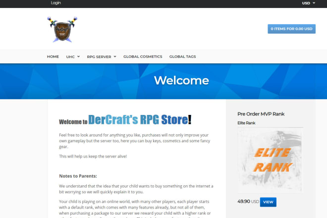 I will develop online store for minecraft server