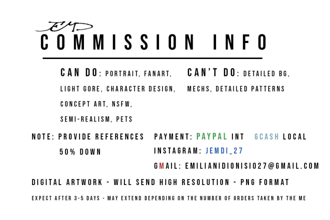 I will digital art commission now