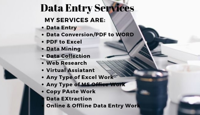 I will do data entry and any type of typing work