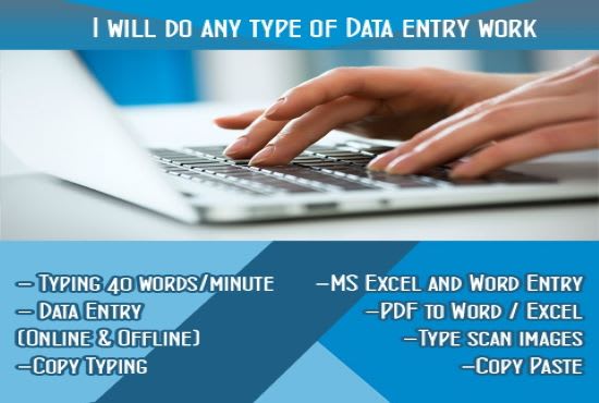 I will do data entry, word and excel data entry for freelancing