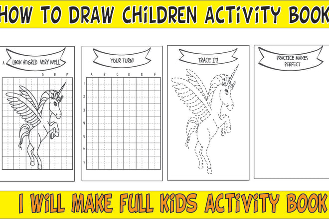 I will do how to draw children kids activity book for amazon kdp