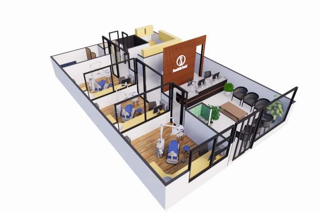 I will do isometric 3d floor plan rendering