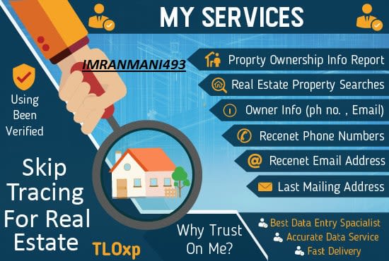 I will do real estate skip tracing and data entry services by tloxp