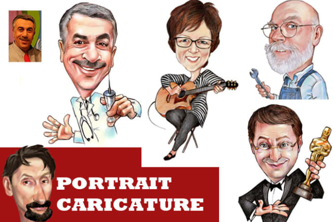 I will draw a portrait style caricature from photo