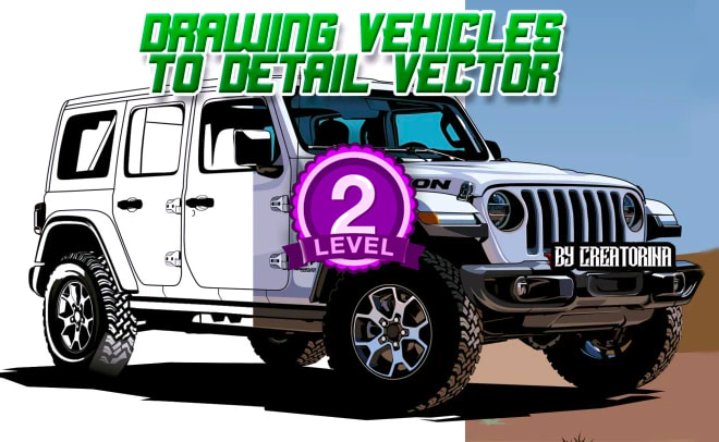 I will draw a vehicle, motorcycle or car to detail vector