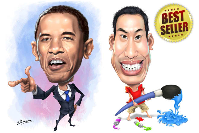 I will draw amazing cartoon caricatures from your photo in 24 hours