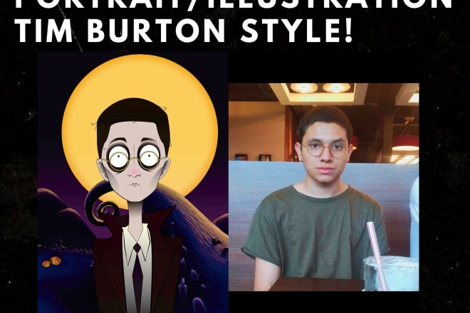 I will draw your portrait or character in tim burton style