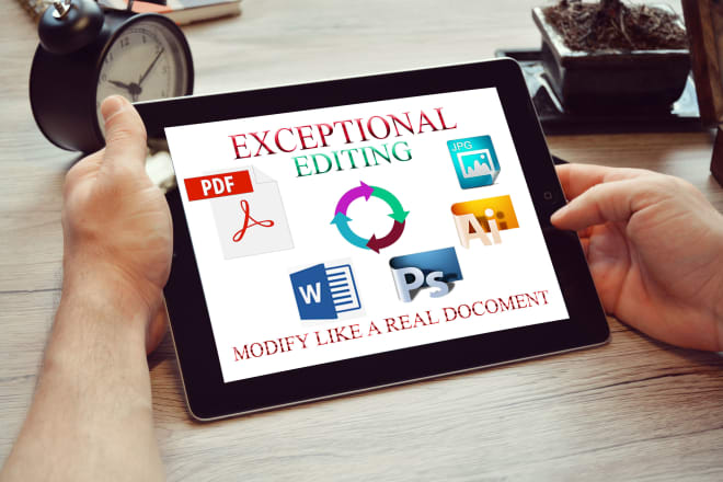 I will edit document, PDF files and text on images in 1 hour