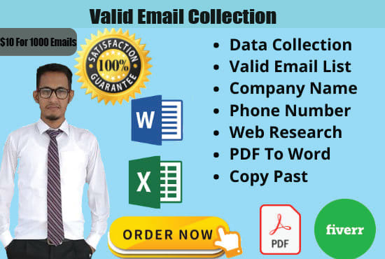 I will email collection, scraping, mining, and web research