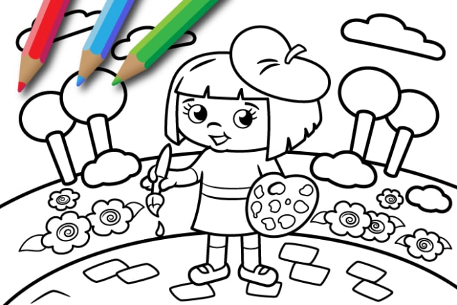 I will illustrate a coloring book page for kids