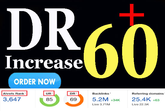 I will increase domain rating DR ahrefs 60 plus