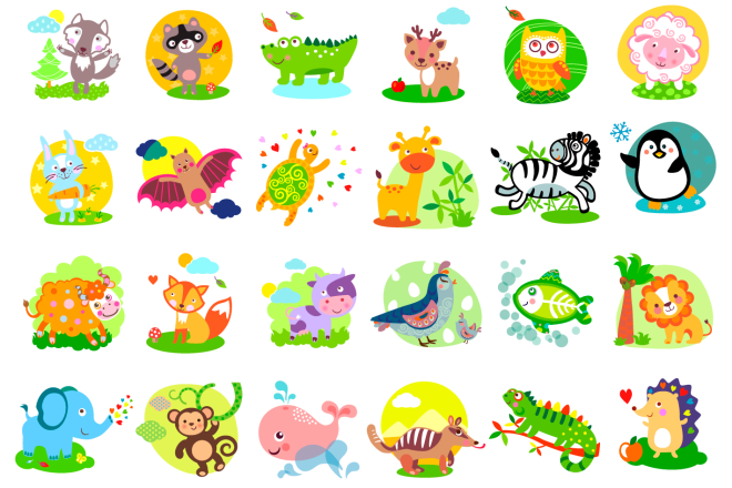 I will make children illustrations with cute animals