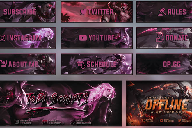 I will make twitch panels, banner, screens, intermission