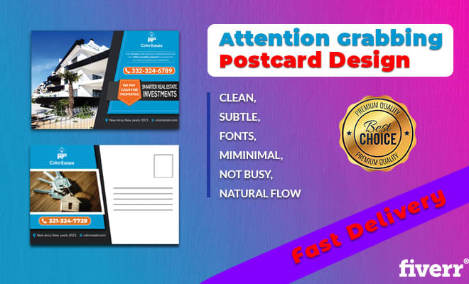 I will modern and milimastic postcard design