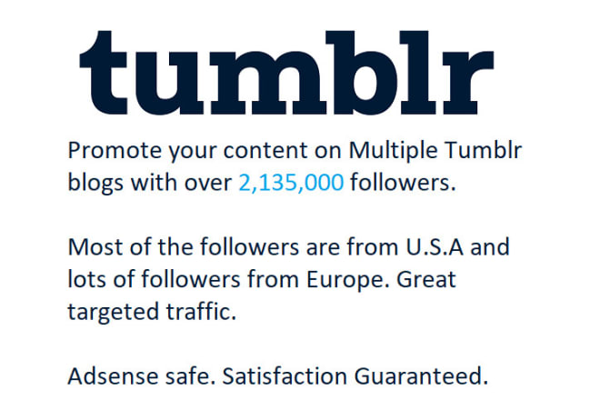 I will promote your content to 2,135,000 tumblr followers