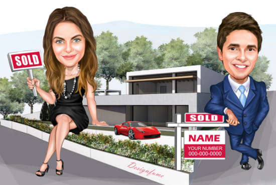 I will provide best real estate cartoon caricature services