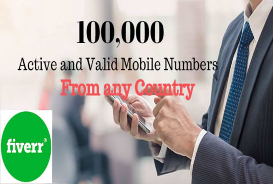I will provide you 100,000 mobile numbers from any country