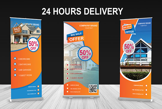 I will retractable awesome trade show roll up stand backdrop banner design