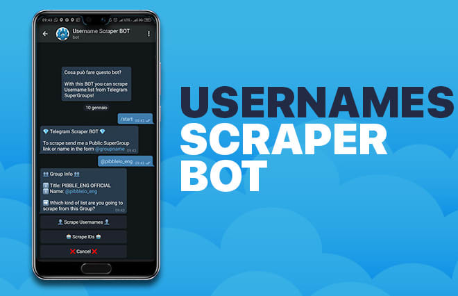 I will scrapes users from public groups on telegram