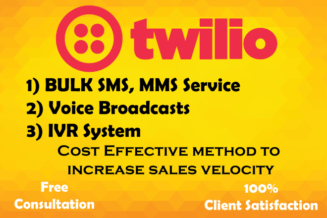 I will setup twilio for bulk sms,mms,mail and voice in 24 hrs