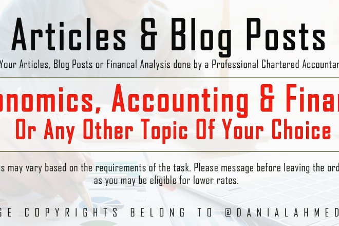 I will write articles related to economics, accounts and finance