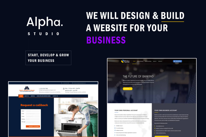 Our studio will design and build a full website for your business