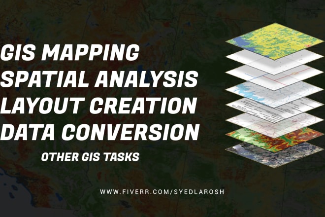 I will arcgis mapping, spatial analysis, and other tasks
