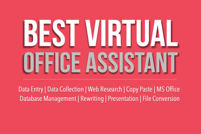 I will be virtual assistant for data entry, admin support, copy paste, web research