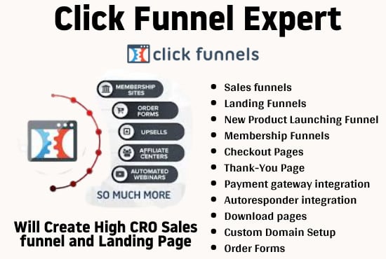 I will be your click funnel expert to create high cro sales funnel