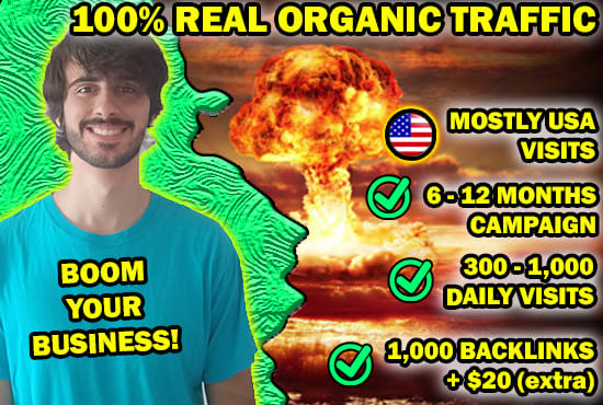 I will boom your business with organic traffic mostly from USA