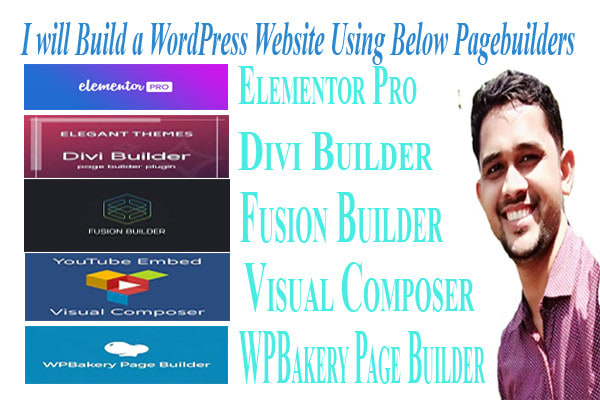I will build a website using elementor pro, divi builder, visual composer, wpbakery