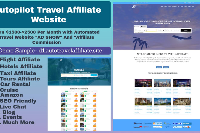 I will build autopilot travel affiliate website for passive income