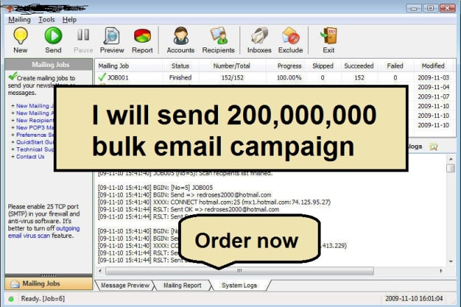 I will bulk email sender, send 200,000,000 bulk email campaign, bulk email sender