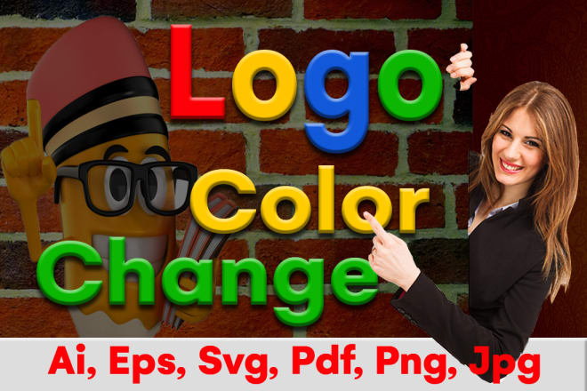 I will change logo color,font,resolution,resize,remove bg,vector