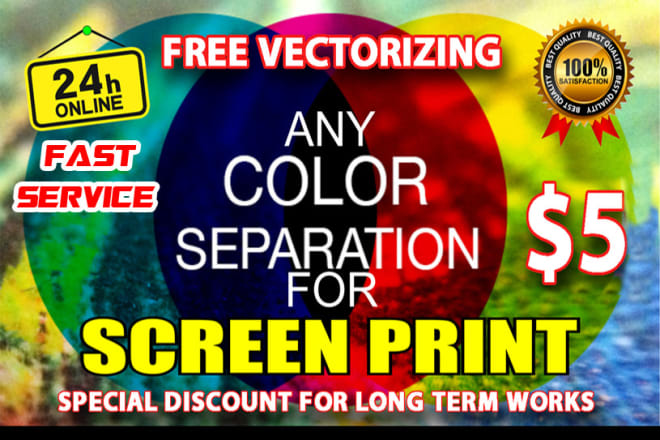 I will color separation for screen printing within 5 hours