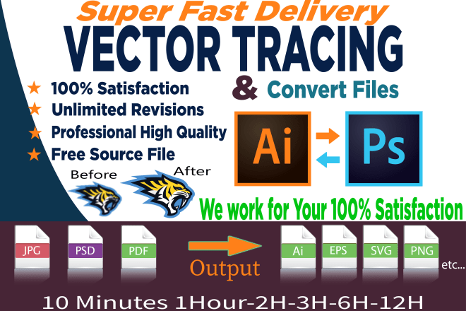 I will convert logo or graphic to vector in 10 minutes ai, svg, pdf, PSD, png