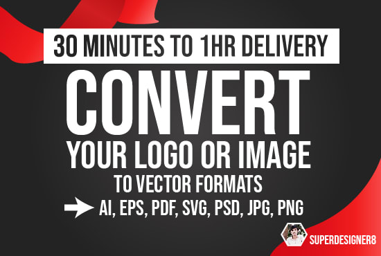 I will convert logo to ai, pdf, eps, psd or svg in 30 minutes