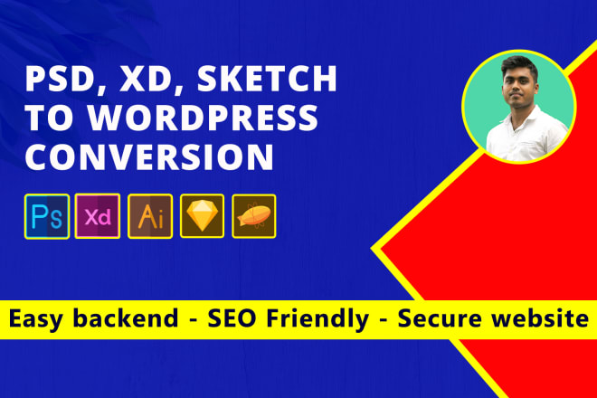 I will convert psd, xd, sketch, html to wordpress website design