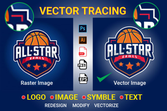 I will convert to vector, vectorize logo, recreate, image to vector