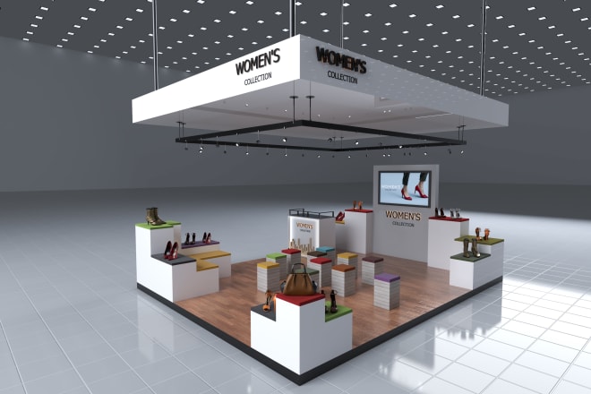 I will create 3d trade booth,exhibition stand,stall,both,kiosk
