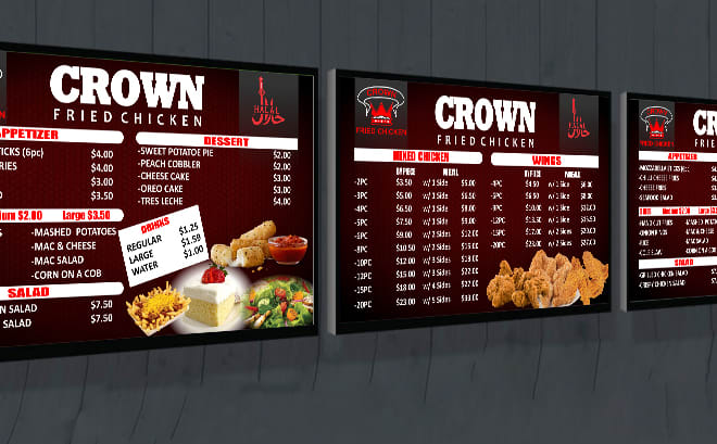 I will create a low cost digital menu for your restaurant
