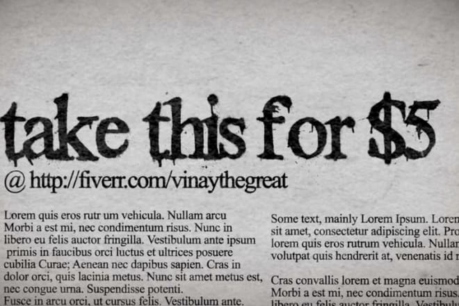 I will create awsome newspaper typography video for 40sec in Full hd