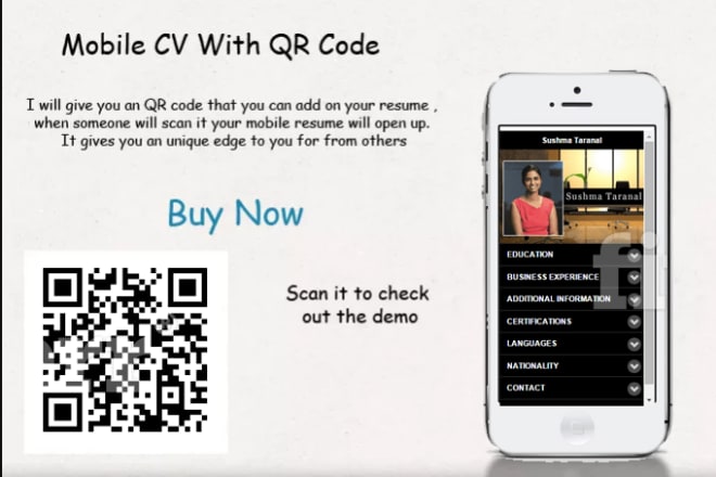 I will create editable mobile web resume cv with qr code