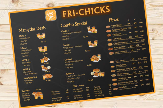 I will create low cost attractive menu design for your restaurant